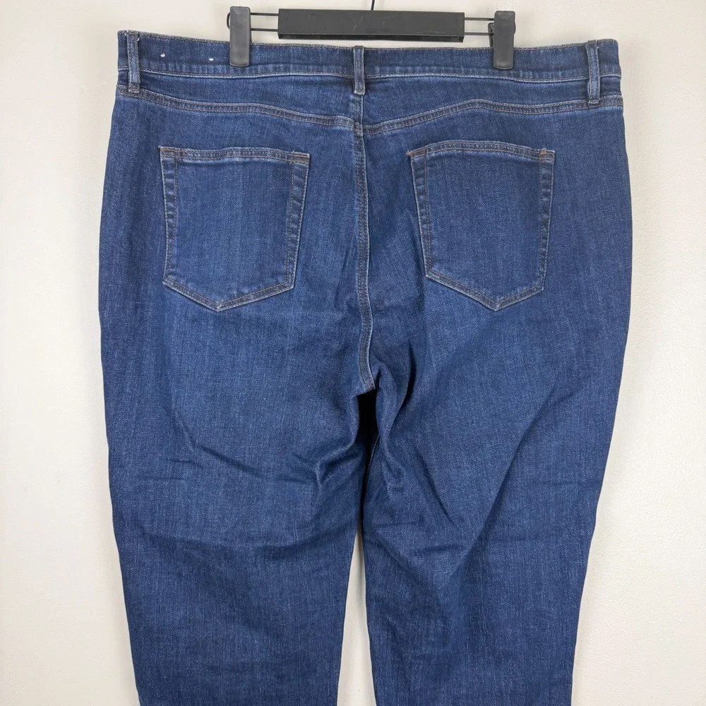 Loft Outlet Skinny Crop Jeans Women 16 (38x24.5) Blue Denim Frayed Hem Dark Wash